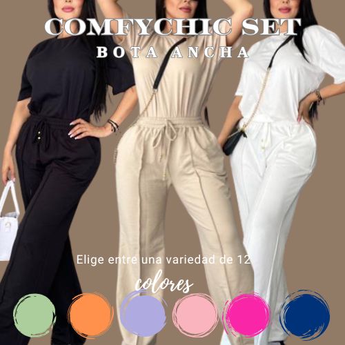 ComfyChic - Set blusa y pantalon bota ancha